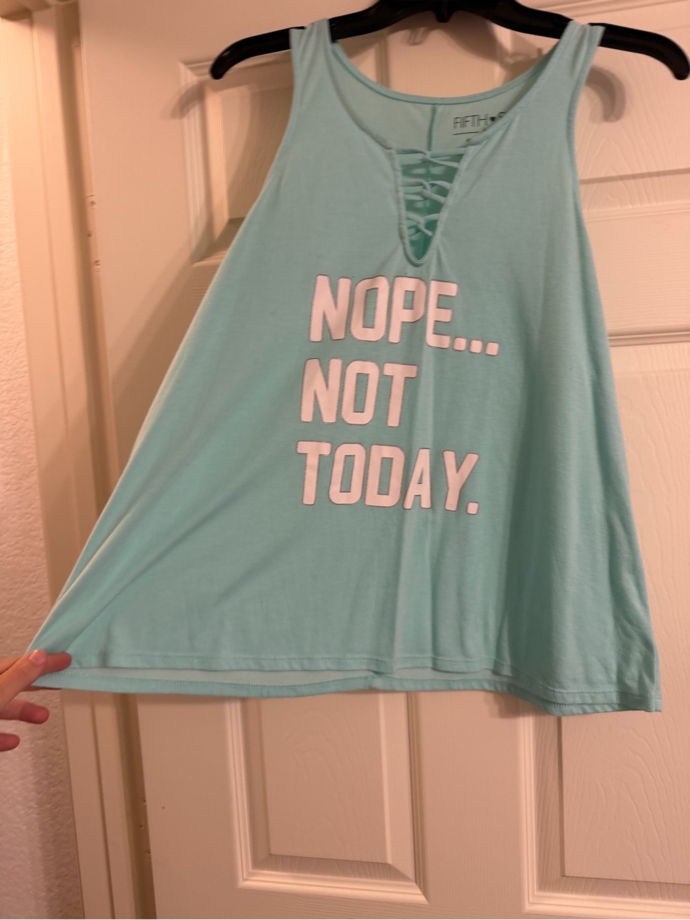 Fifth Sun Aqua Graphic Lace-Up Tank Top